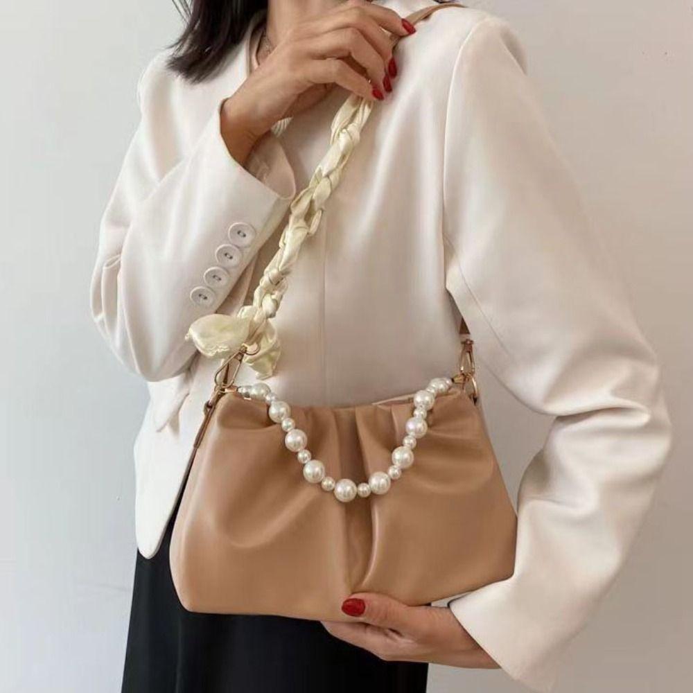 Korean Luxury Crossbody Bag Small Women's Handbags Portable Pearl Shoulder Bag Purses