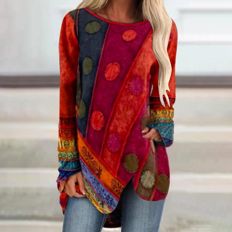 Retro European & American Women's Irregular Loose Long-Sleeve Tops - 2021 Autumn Collection