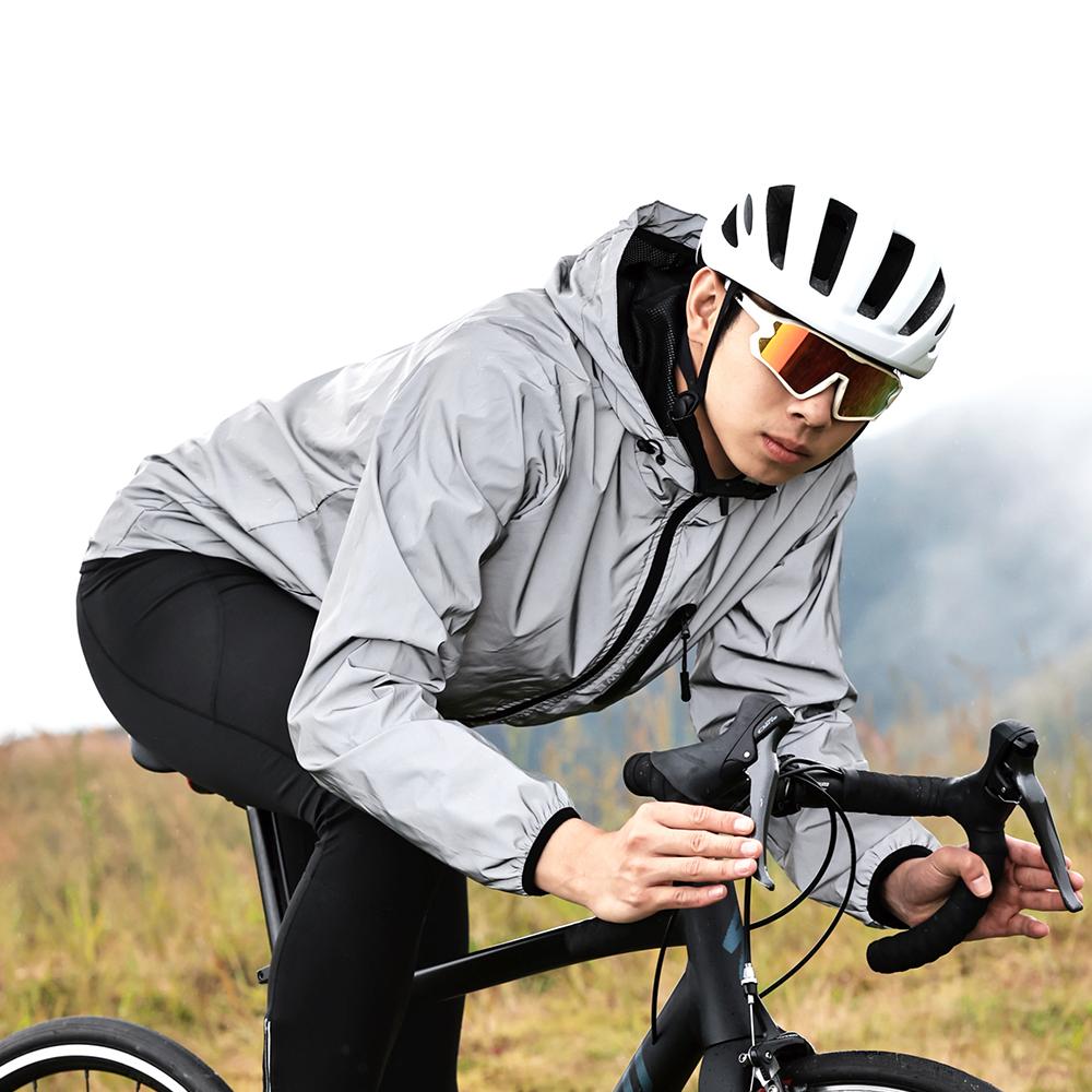 Wosawe Велосипедная светоотражающая куртка с капюшоном для ночной езды, ветрозащитная, непромокаемая, ветровка, велосипедная одежда