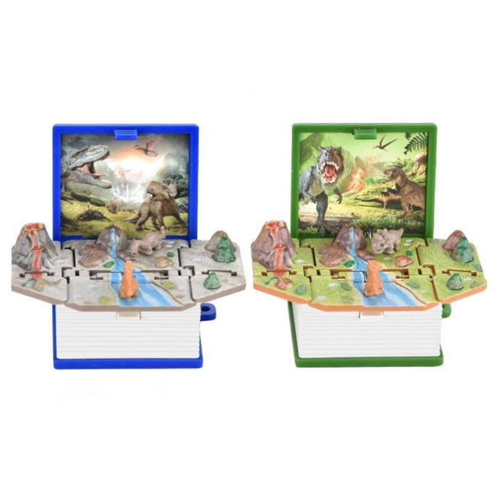 2Pcs Mini 3D Dinosaur Astronomy Book Keychains Miniature Book Keyring Purse Backpack Keychain