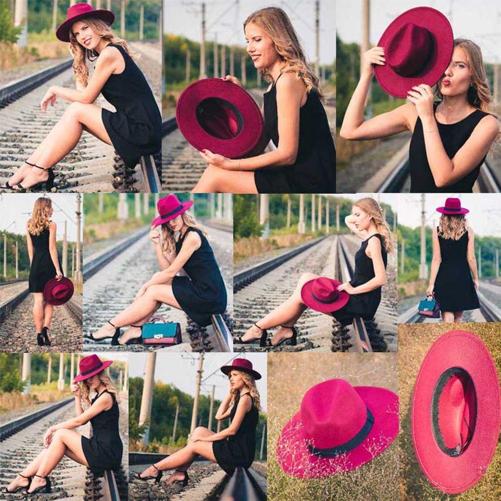 Зимняя осень Женская Мужская шерстяная шляпа с широкими полями для выступлений на сцене Ковбойская шляпа Панама Джазовая кепка Шляпа-федора