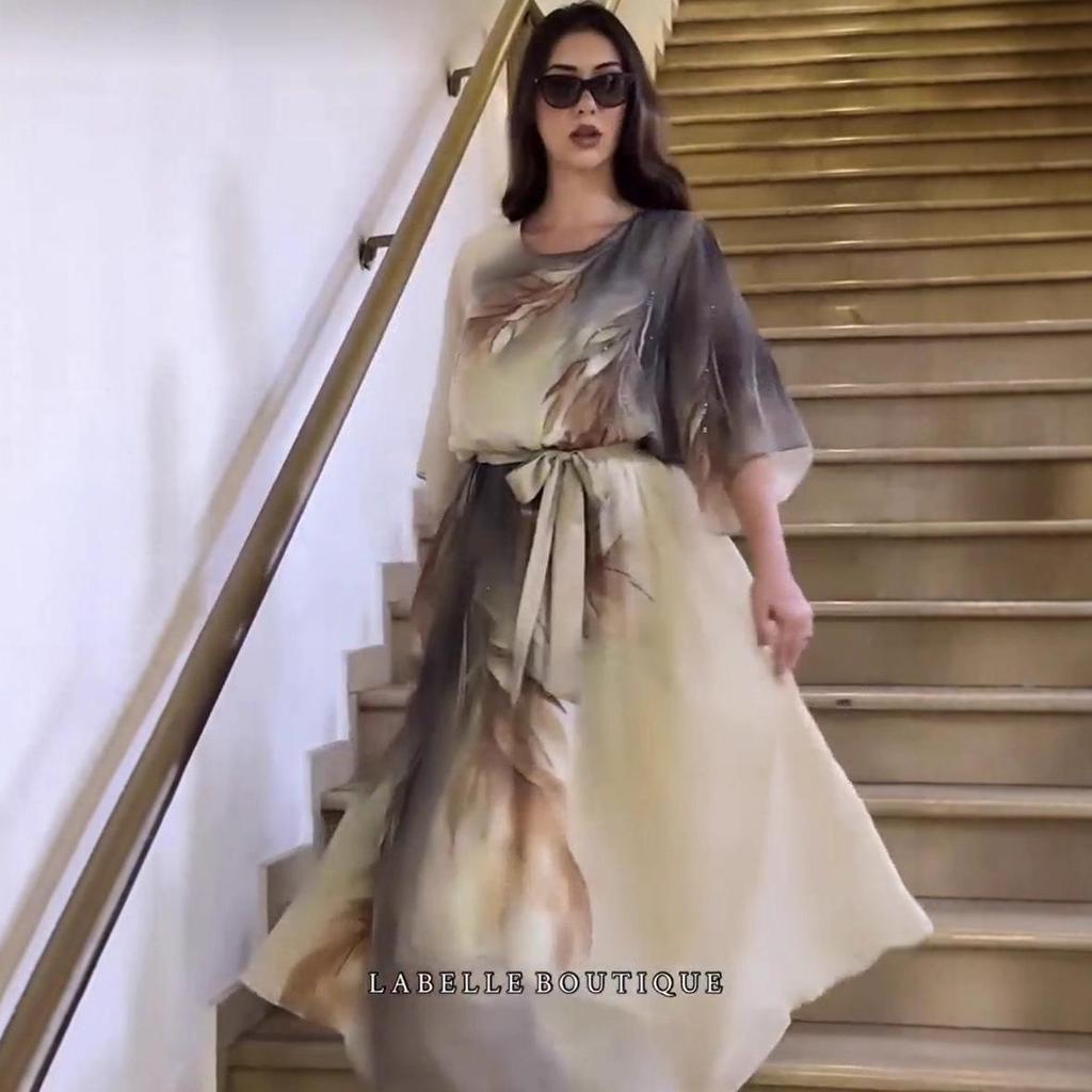 Европейское и американское платье с принтом 2025 Модель 5593