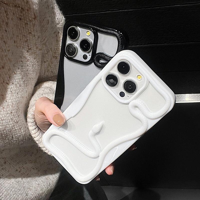 Покрытие 3D змеиной формы модный полый чехол для iPhone 16 Pro Max 15 Pro 14 Plus 13 12 11 противоударный мягкий силиконовый чехол для телефона