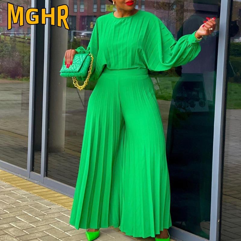 MGHR Женские модные повседневные осенне-зимние костюмы с длинным рукавом и круглым вырезом