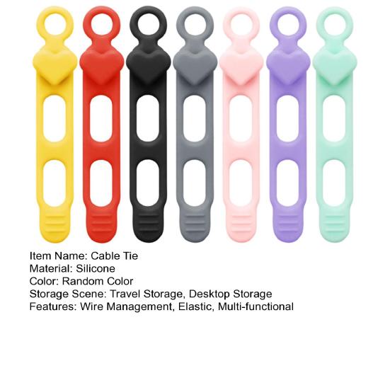 3/5/7/12/18/24Pcs Silicone Cable Tie Earphone Phone Charger Computer Power Cord Bundling Strap Reusable Elastic Wire Management Organizer Wrap