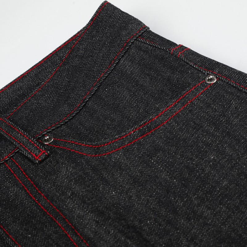 Mens Straight Leg Jeans High Street Fashion Embroidered Denim Pants Loose Casual Trousers