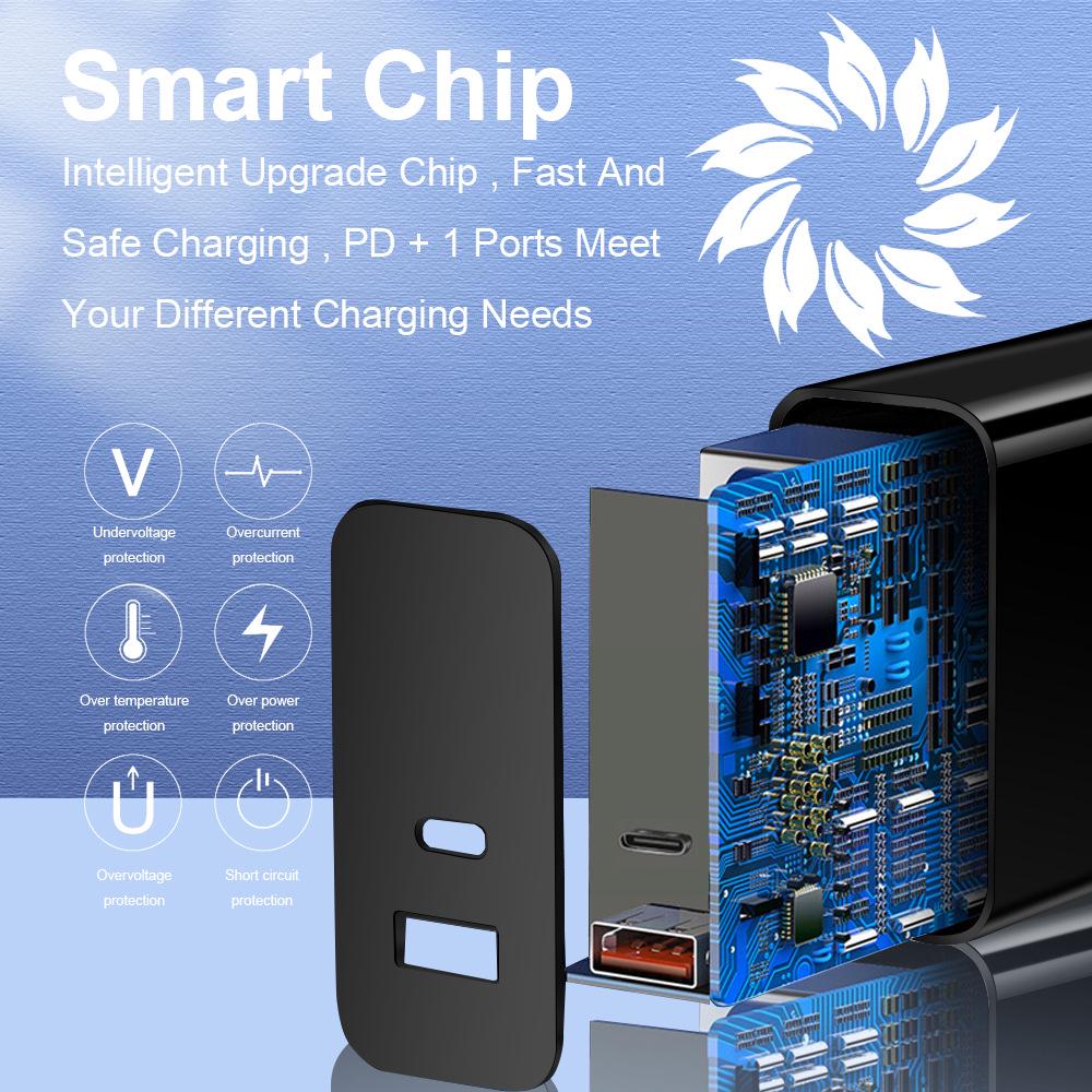 Двойное быстрое USB-зарядное устройство - 5В/9В/12В, QC3.0+PD, стандарты ЕС/США