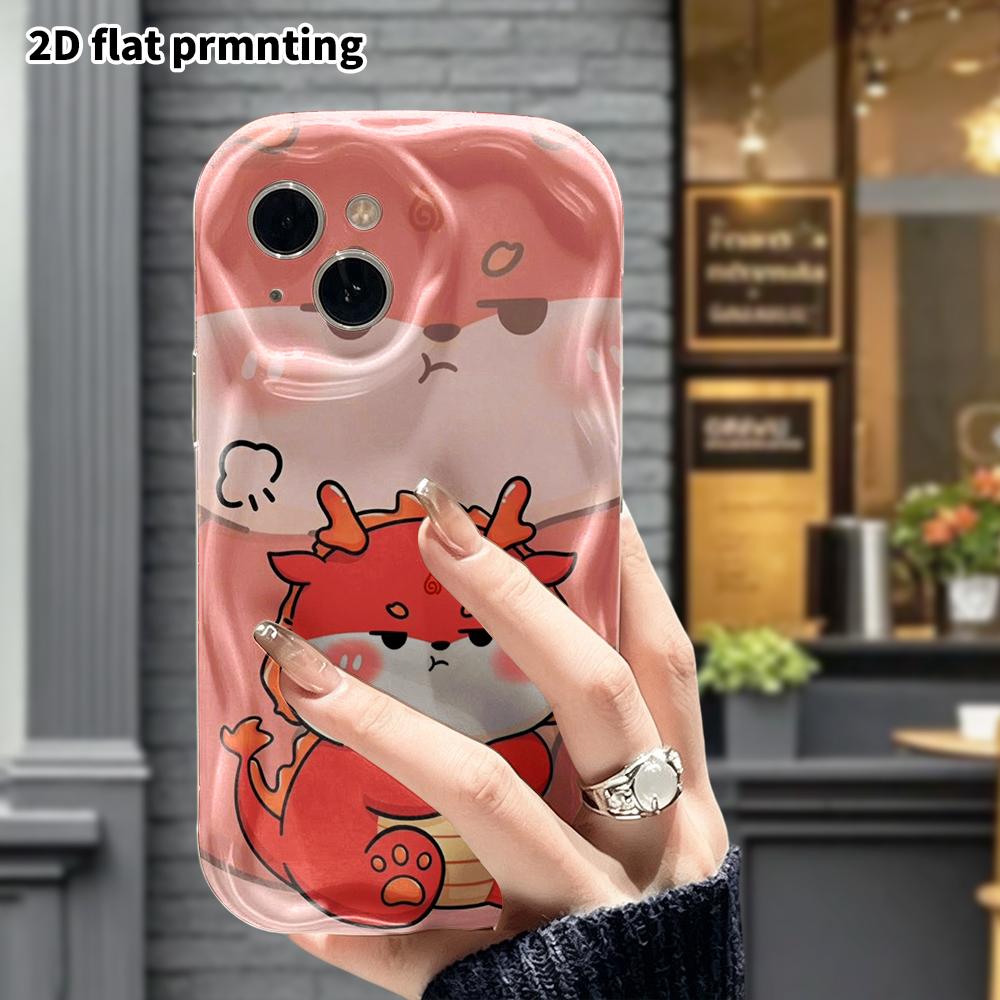 Phone Case: 2D flat design suitable for iPhone 18 17 16 15 14 13 Pro protective case, Red Little Dragon, perfect Christmas and Halloween holiday gift