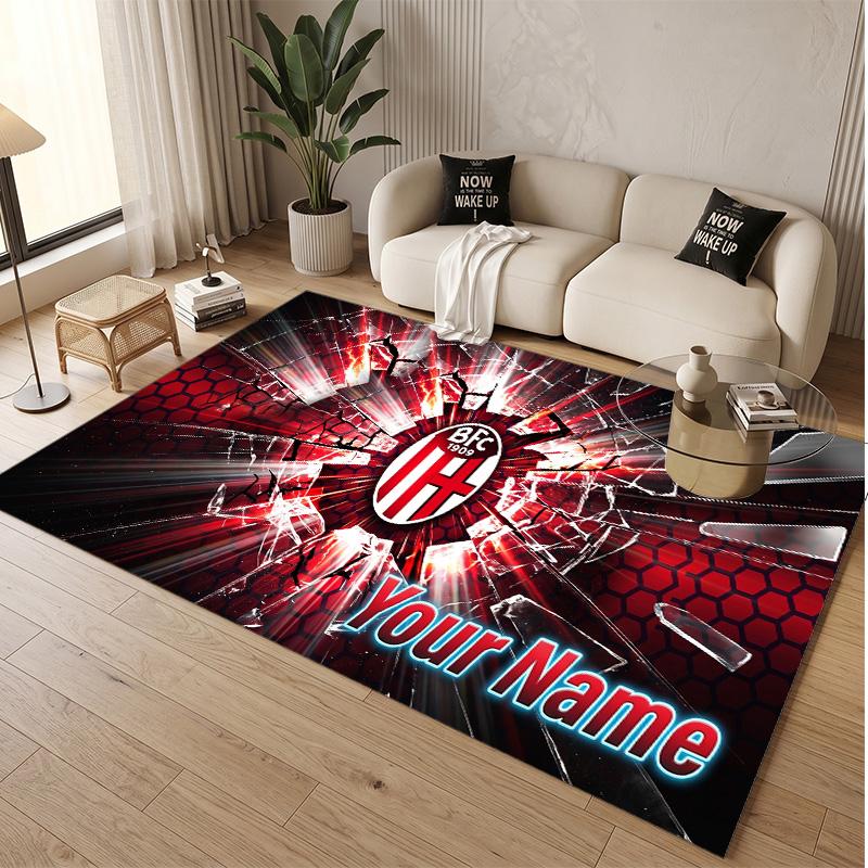 Personalized Crystal Velvet Carpet Bologna FC Pattern Non Slip Floor Rug