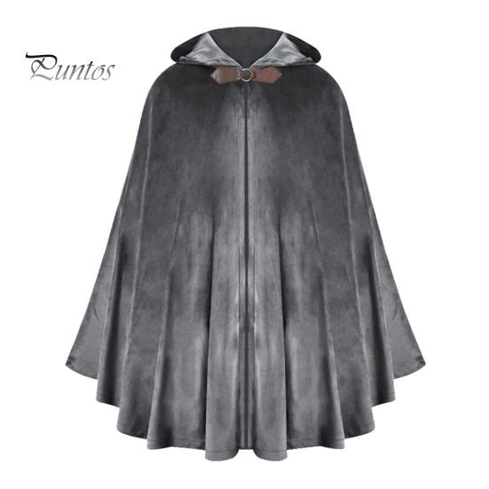 Плащ на Хэллоуин, шаль с капюшоном, стильный дизайн, накидка с пряжкой, однотонный длинный халат в средневековом стиле, костюм для косплея