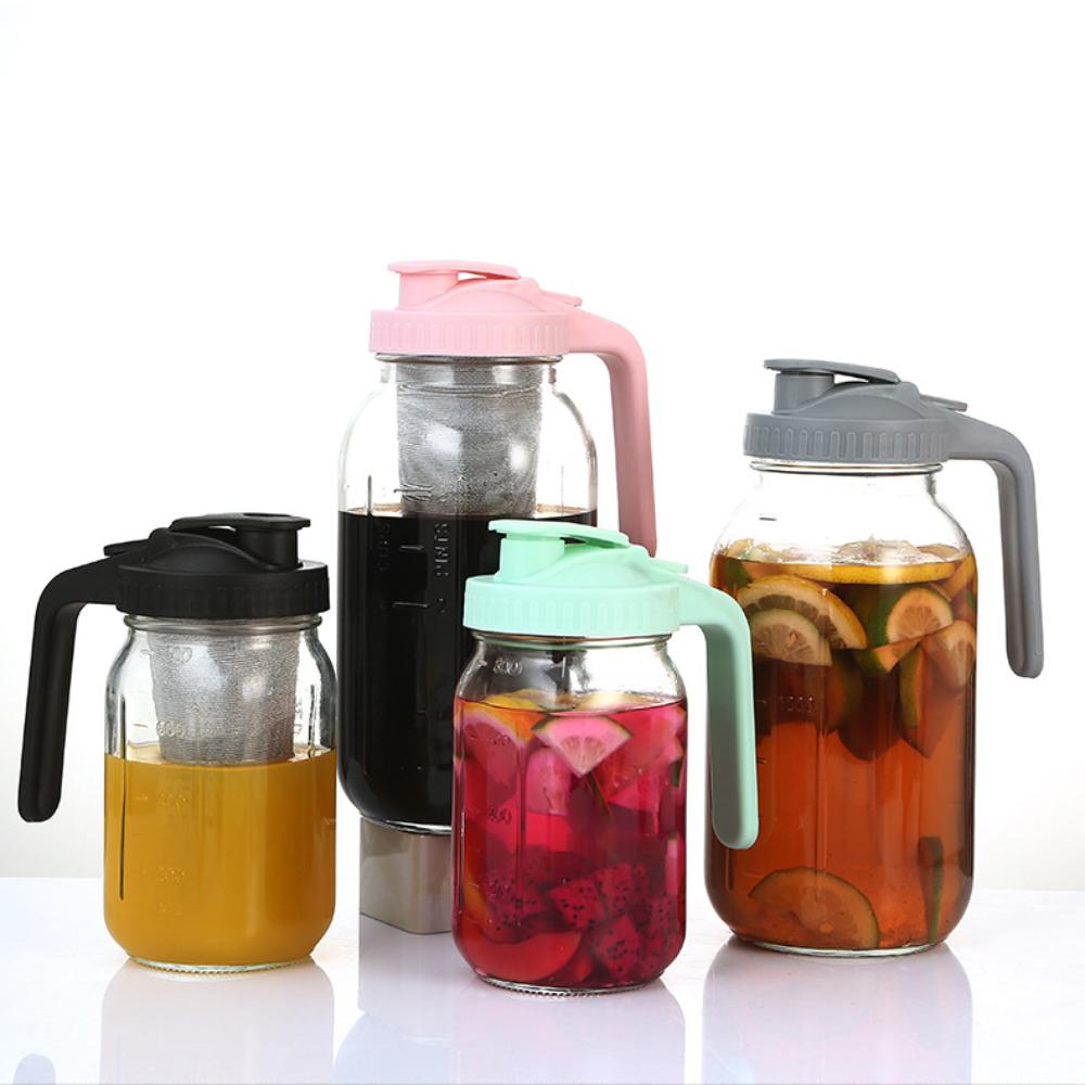 Large Capacity Wide Mouth Mason Jar Car Mounted Glasses Tumbler Glass Tea Cup  for Cold Brew