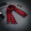 10Pcs Men Women Scarf Plaid Print Tassel Trim Double Sided Velvet Long