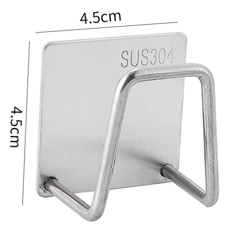 Stainless Steel Sponge Holder Rack Shelf Adhesive Kitchen Sink Organizer Bathroom Kitchen Dishcloth Holder For Towel Rag Hanger