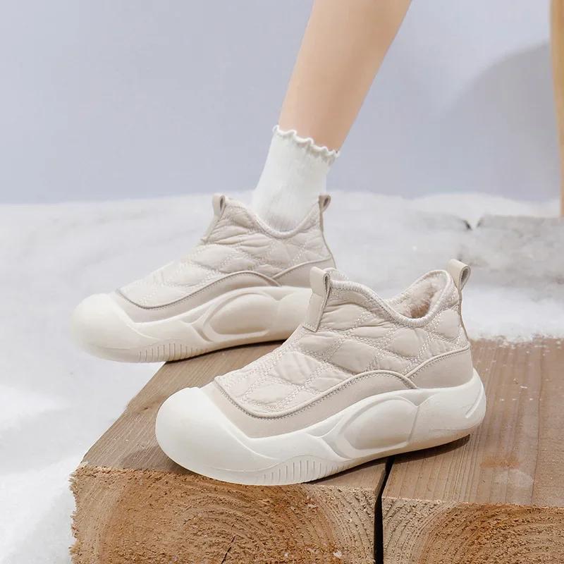 Модные утолщенные плюшевые зимние кроссовки для женщин зимние толстые подошвы теплые хлопковые туфли женские модные нескользящие на платформе Zapatillas De Mujer