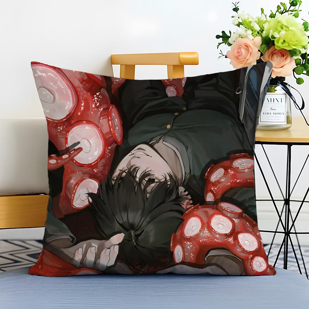 CChainsaw Man Cushion Cover Washable Linen Pillowcase Soft for Sofa Bed Cozy Home Room Decor