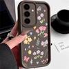 Cartoon Floral Print TPU Shockproof Matte Case For Samsung S25 Ultra S24 FE S23 Plus A56 A36 A16 A15 A55 A06 Soft Silicone Lens Protection Phone Cover