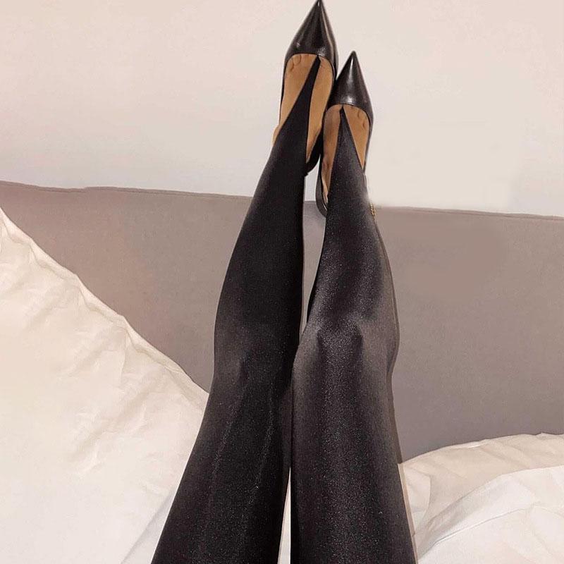 Корейская мода зима черные с высокой талией узкие женские брюки Y2K сексуальные блестящие повседневные клубные леггинсы 2022 длинные