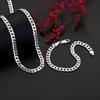 7MM Chain Bracelets Neckalces Jewelry Set 925 Sterling Silver Fashion Party Gift