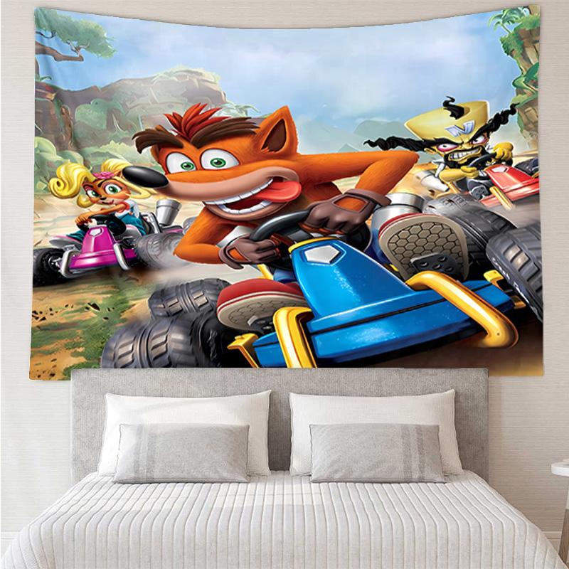 Crash Bandicoot Tapestry for Bedroom Aesthetic Classroom Tapestries Wall Hanging for Living Room Dorm Office,Ideal Creative Gift