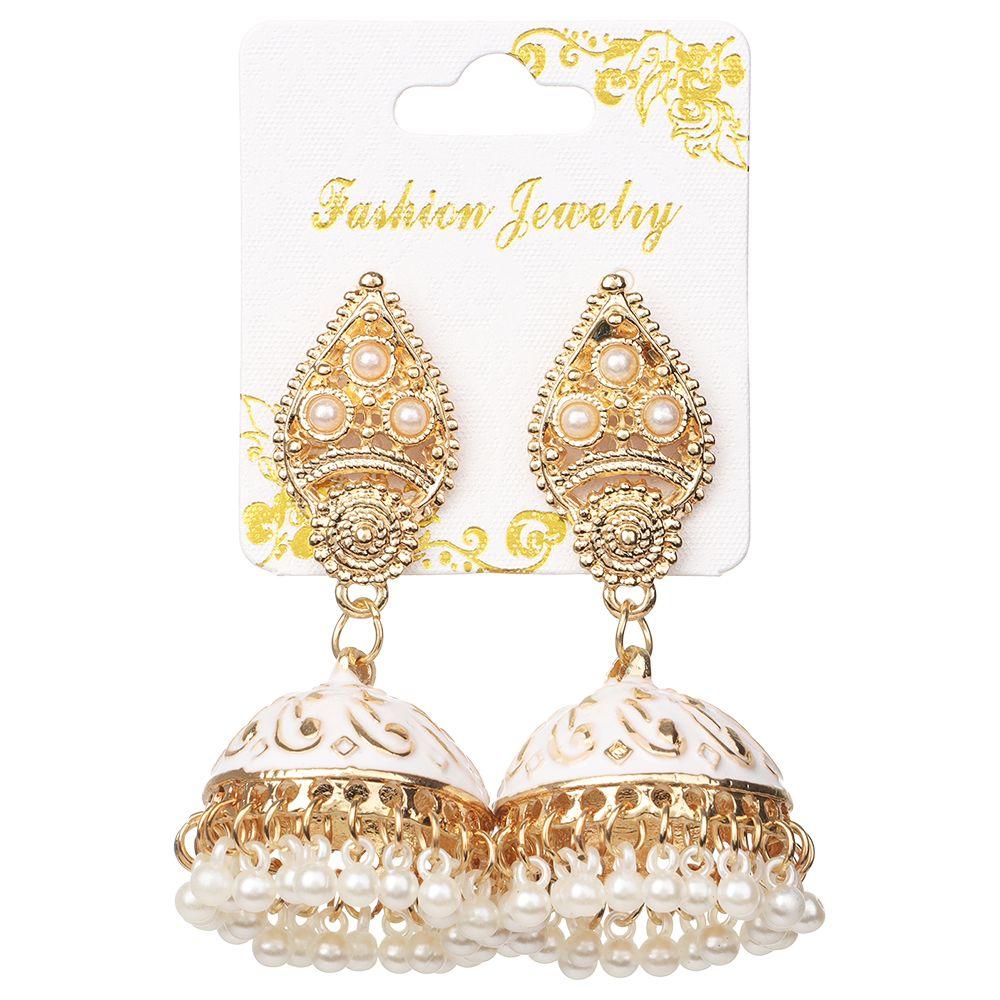 Серьги Подвески Джумка с кисточкой Цыганские Винтажные в форме Колокольчика Цветочные Серьги Жемчужные Бусины