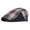 Unisex British Retro Plaid Newsboy Cap Autumn Winter Warm Flat Beret Hat Vintage Adjustable Forward Cap Casual Duckbill Peaked Hat for Men Women