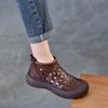 Genuine Leather Hollow-out Summer Short Boots Versatile Sandals Retro Soft Sole Breathable Women's Shoes