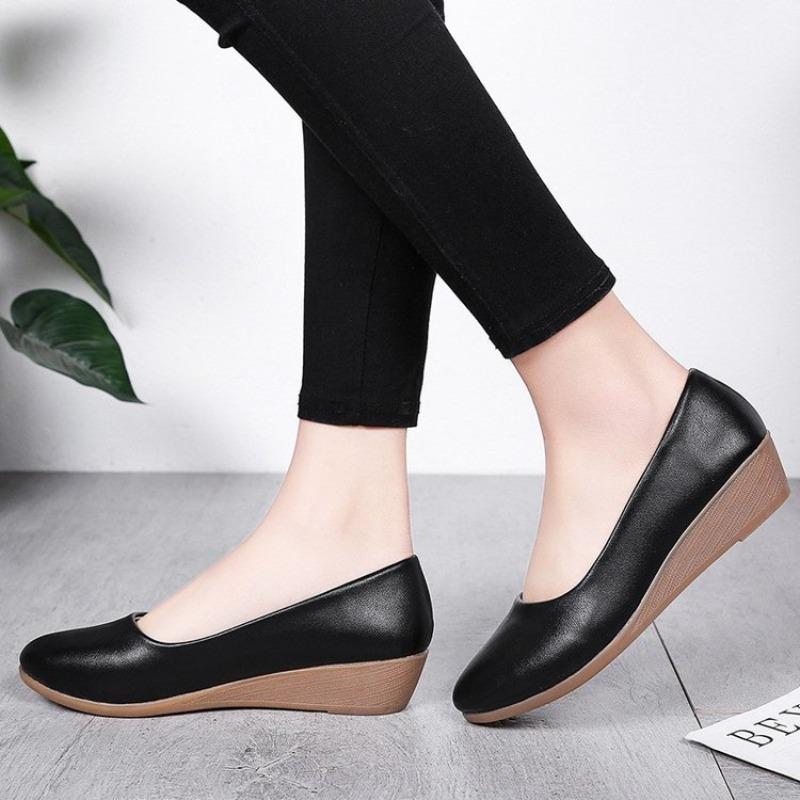 High Quality Fashion Women Shoes Round Toe Non Slip Shoes Solid Color Wedge Heel Soft Comfortable Shoes