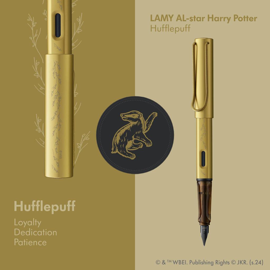 Перьевая ручка LAMY Harry Potter Hufflepuff Special Edition с гравировкой дома, размер EF, стальное перо, легкий алюминиевый корпус, в комплекте LAMY T 10 синего цвета