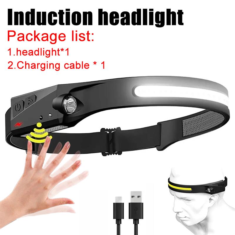 9 Led Strong Light Headlamp USB Rechageable Motion Sensor Headlight Portable Fishing Camping Outdoor Head Lamp Work Flashlight
