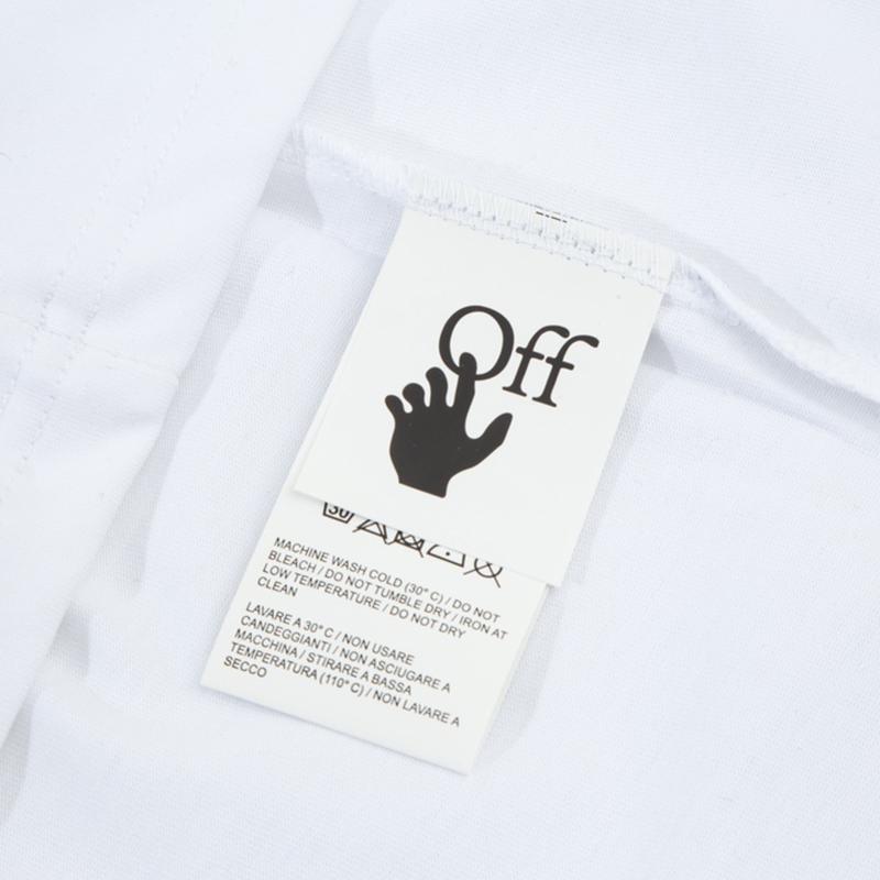 Off-White 2025 Лето Новинка Синий смайлик граффити нарисованные от руки буквы большой логотип принт Классическая футболка с коротким рукавом Парная футболка