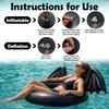 Inflatable Pool Float Creative Bat Wings Decor Black Thickened PVC Swim Ring