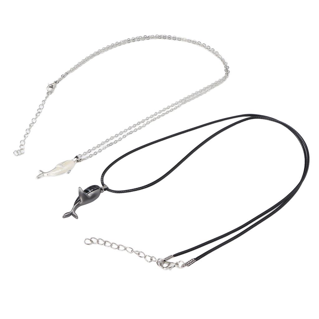 2pcs Couple Necklace Alloy Exquisite Cute Whale Shaped Pendant Magnet Necklace Jewelry Accessory Gift