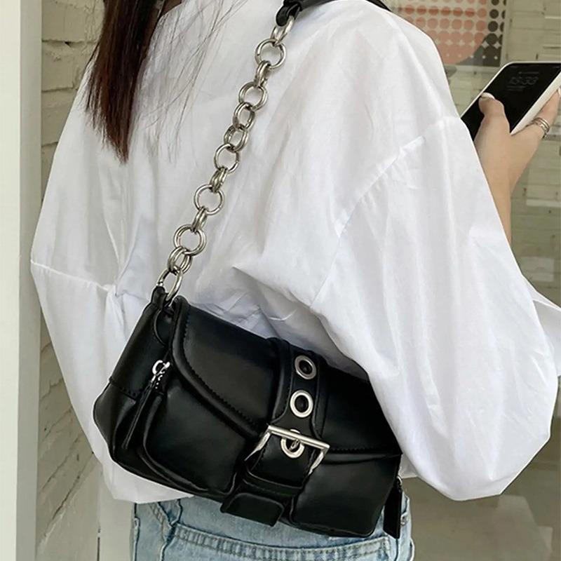 Mini Retro Round Chain Baguette Shoulder Bag