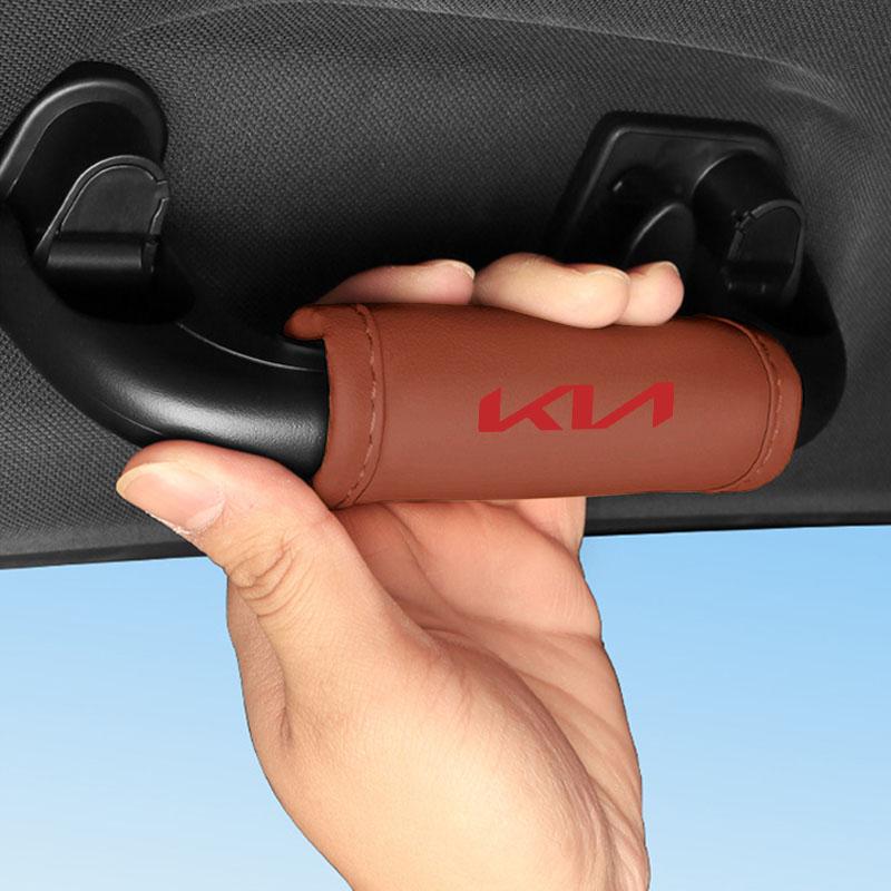 Автомобильная наклейка Чехол на ручку крыши автомобиля Кожаное покрытие подлокотника двери Для KIA Ceed Rio Sportage R K3 K4 K5 K6 XCEED KX3 SPORTAGE EV6