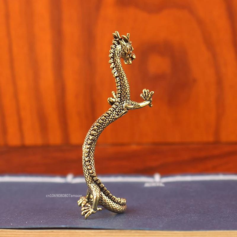 Brass Chinese Dragon Standing Ornaments Crafts Zodiac Dragon Statue Long Dragon Decoration Home Desktop Decorations