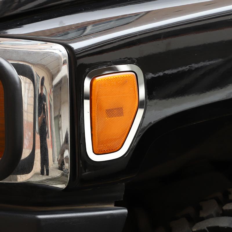 Для Hummer H3 2005-2009 Нержавеющая сталь Глянцевый серебристый Декоративная рамка бокового указателя поворота автомобиля Аксессуары для экстерьера автомобиля