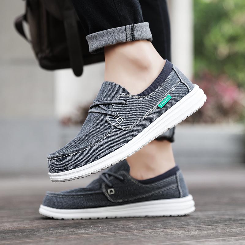 Мужская парусиновая обувь для отдыха на открытом воздухе, серые кроссовки, обувь для вождения, повседневная обувь цвета хаки с широким носком для больших размеров