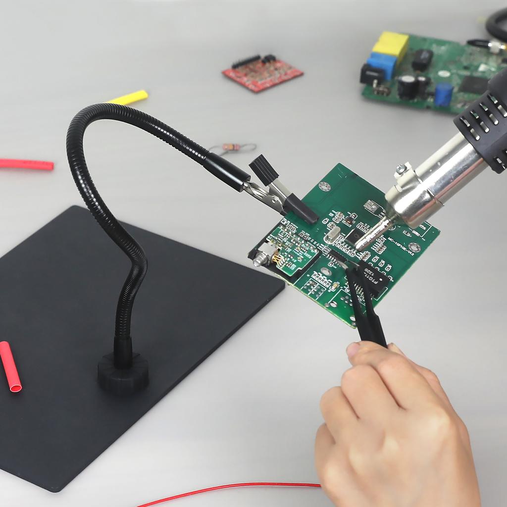 Toolour Magnetic Helping Hands Soldering Station with Heavy-Duty Steel Base/Welding Silicone Pad/5X Magnifying Lamp/4PCB Holder