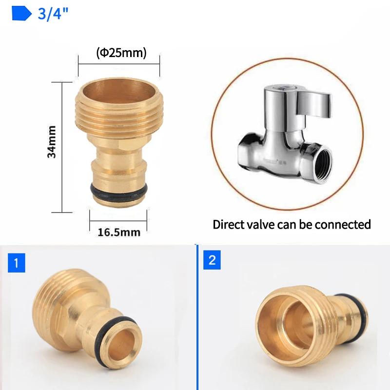 Thread Tap Quick Connector Brass 1/2" 3/4“ 1" Male Female Copper Hose Coupling Adapter Garden Tubing Repair Watering Gun System