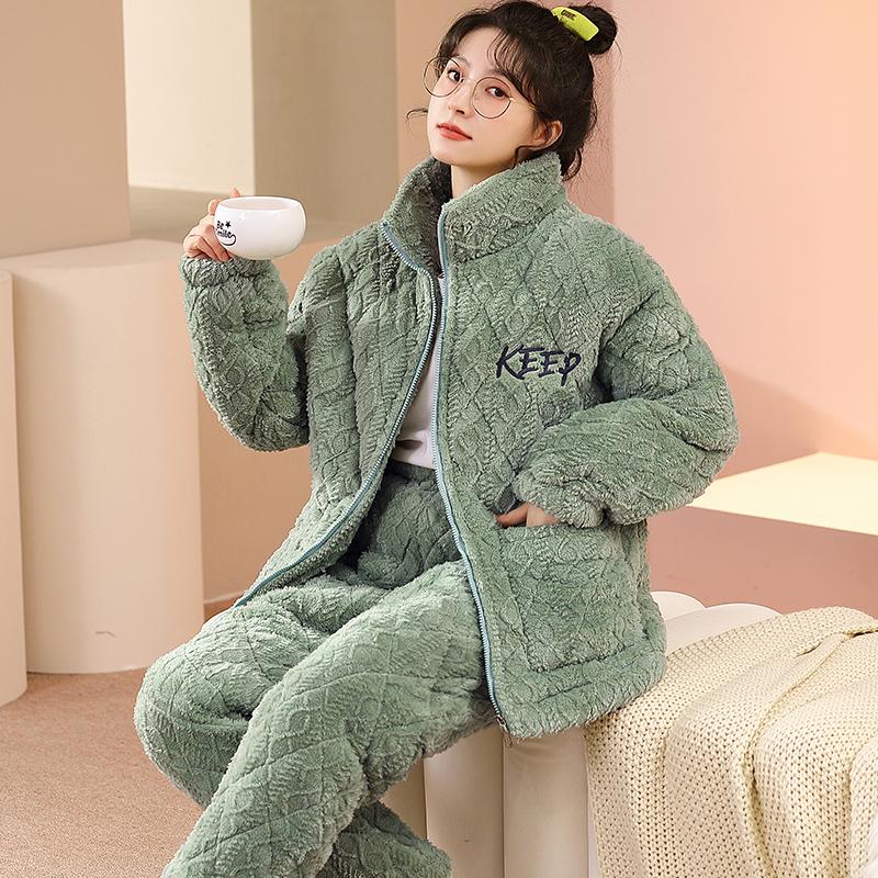 Panda Cartoon Cute Pajamas Winter Women's Flannel Warm Pajamas Large Size Pajamas Pajamas Women's Coral Velvet Home Clothes