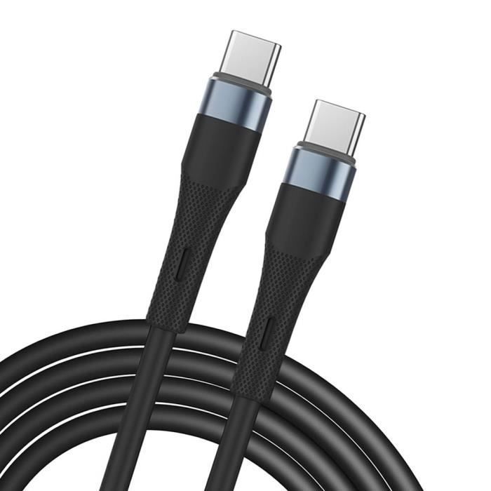 Câble USB-C vers USB-C Charge Rapide 60W pour Samsung Galaxy A16 A15 A14 A13 A25 A35 A55 A53 A05s A36 - Noir 1M