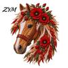 Flower Horse Theme Art Floral Patchwork Kit, Fabric DIY Diy Kit Sewing for Adults, Handmade Wall Decor Beginner Friendly Crafting