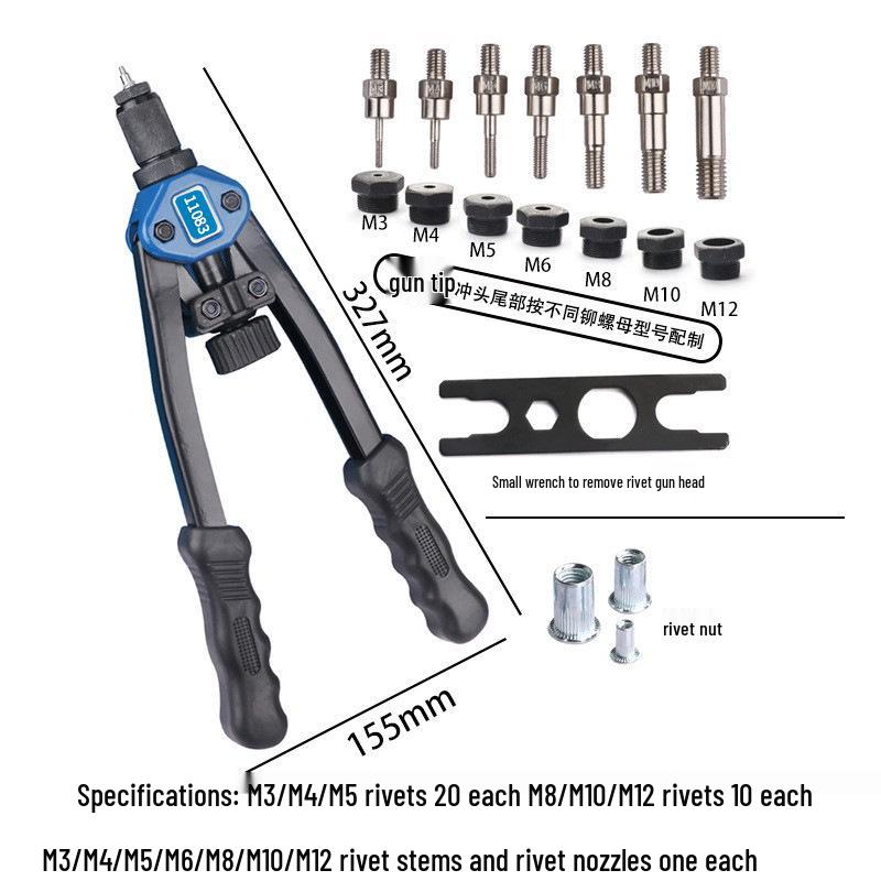 Набор из 110 шт. ручного инструмента для установки резьбовых заклепок, заклепочник с резьбовыми гайками M3-M12