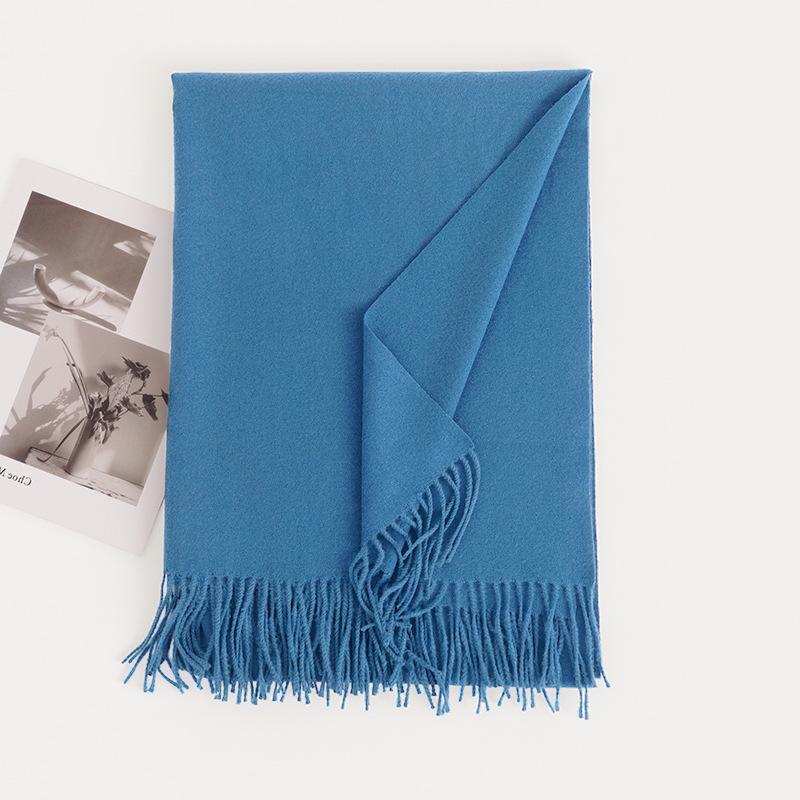 Cashmere feel solid color women's imitation cashmere scarf 1116 winter atmosphere Korean versatile medium and long shawl scarf