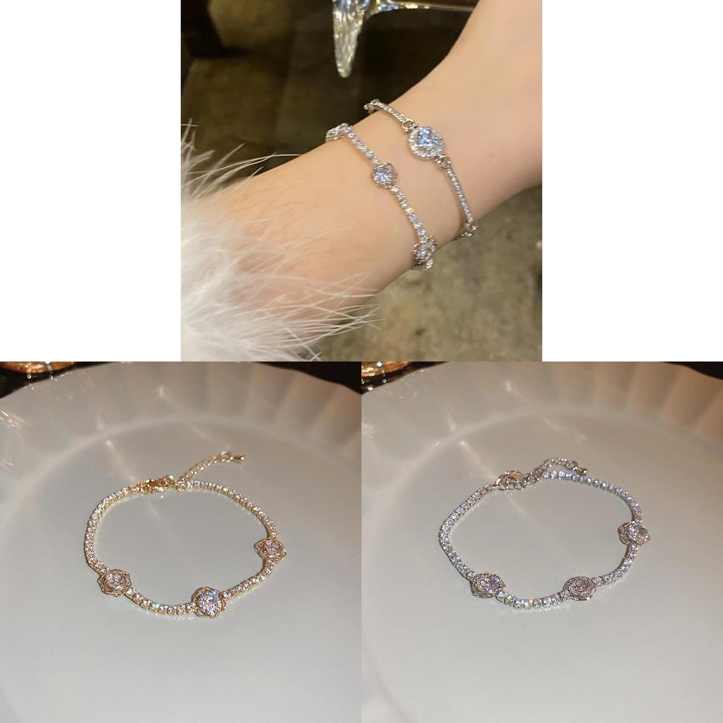 Модный циркониевый цветочный браслет в золотом и серебряном исполнении для женских повседневных и официальных нарядов