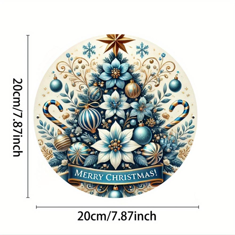 Vintage Retro Christmas Floral Poinsettia Collection Round Metal Tin Signs HighDefinition Metal Tin Sign  Featuring Luxurious