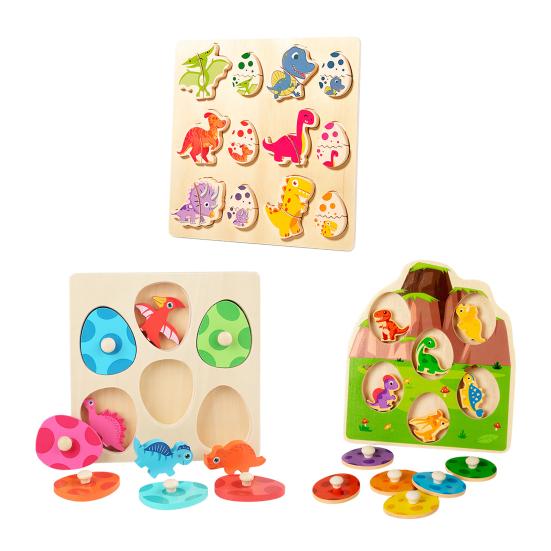 1 комплект деревянных досок-пазлов с динозаврами, 3D-доска для игры в яйца динозавров, мелкая моторика, цвет, форма, дошкольное обучение, развивающая игрушка-головоломка