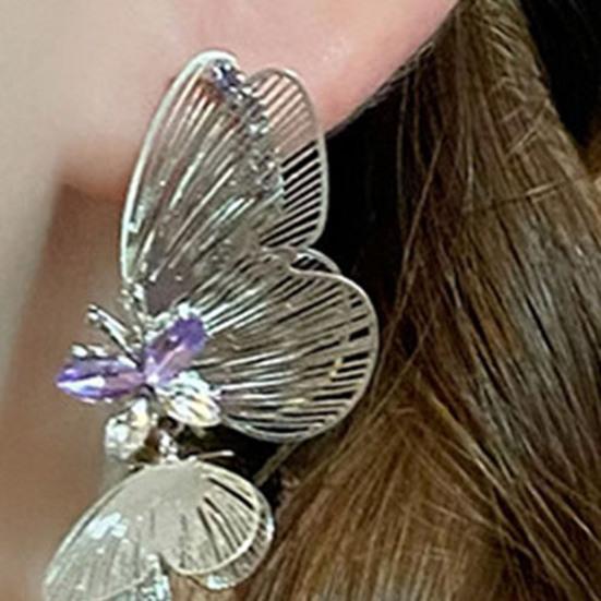 1 пара женских серег, инкрустированных кубическим цирконием, серьги в форме бабочек, серьги-пусеты для свидания, ювелирные аксессуары