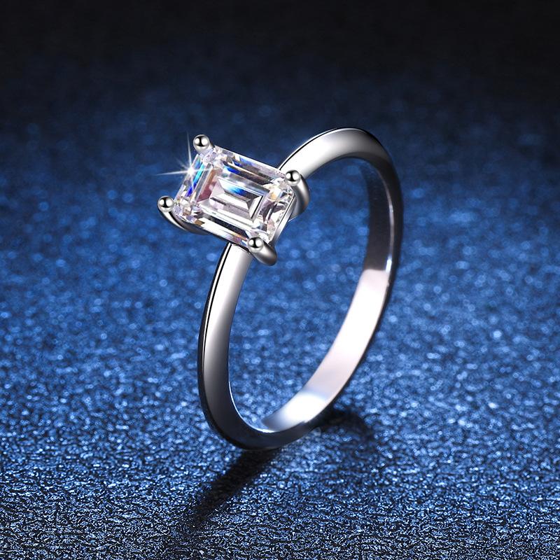 Moissanite Jewelry 925 Sterling Silver Moissanite Ring Emerald Cut Radiant Cut Certified GRA Fine Wedding for Women