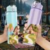 1PC Country House Garden Scene Print 750ml Color Plastic Sports Water Bottle Leakproof Flip Straw Lid Suitable for Sports Office Home Use